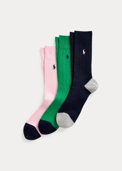 Meias Polo Ralph Lauren Rib-Knit 3-Pack Homem 12340-DUNV